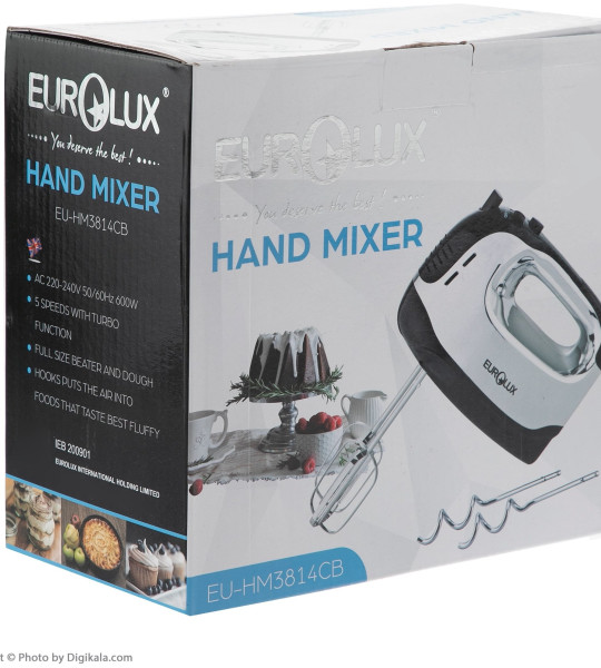 Ручной миксер Eurolux EU-HM3814CB – мощность 600 Вт, 5 скоростей, турборежим, стальной корпус