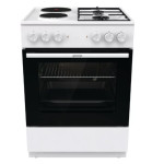 Комбинированная плита Gorenje GK6A10WG, 65 л, белая – 4 конфорки (2 газ + 2 электро), электрическая духовка